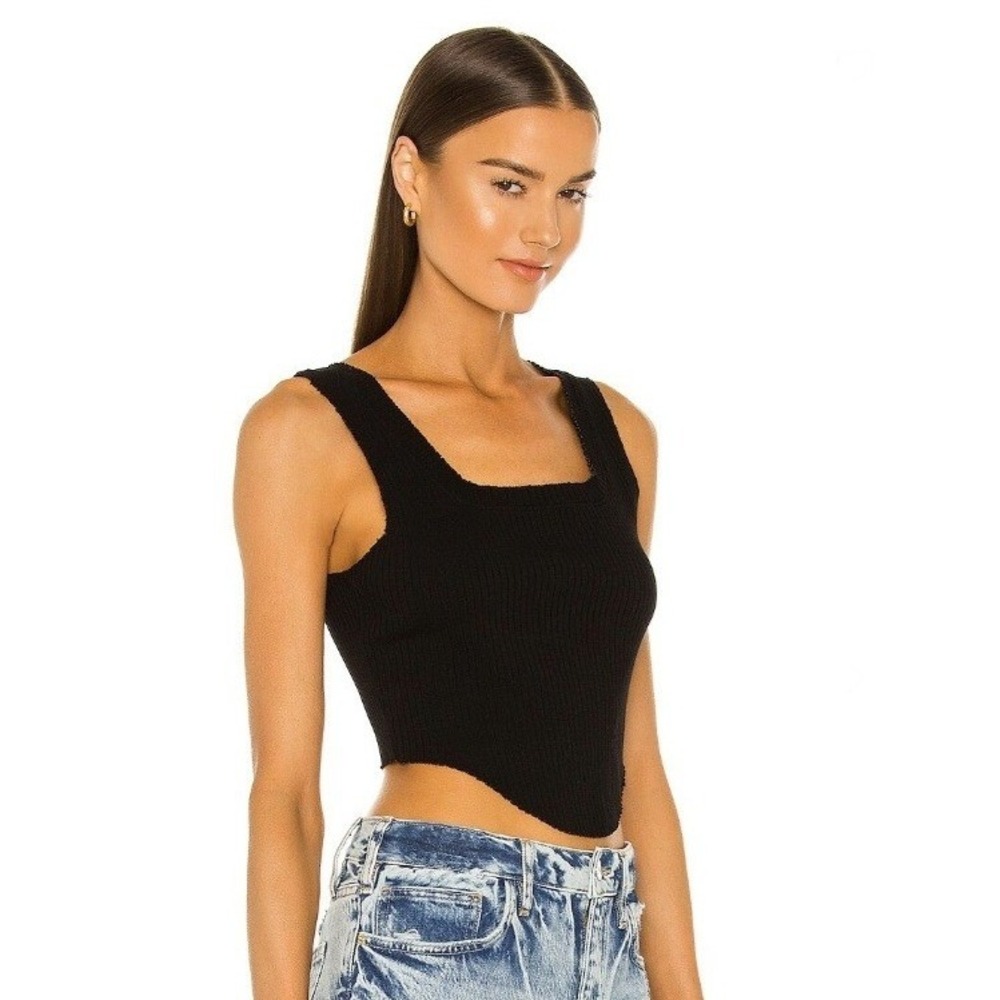NEW Cotton Citizen Ibiza Square Neck Tank‎ Asymmetrical Black Medium